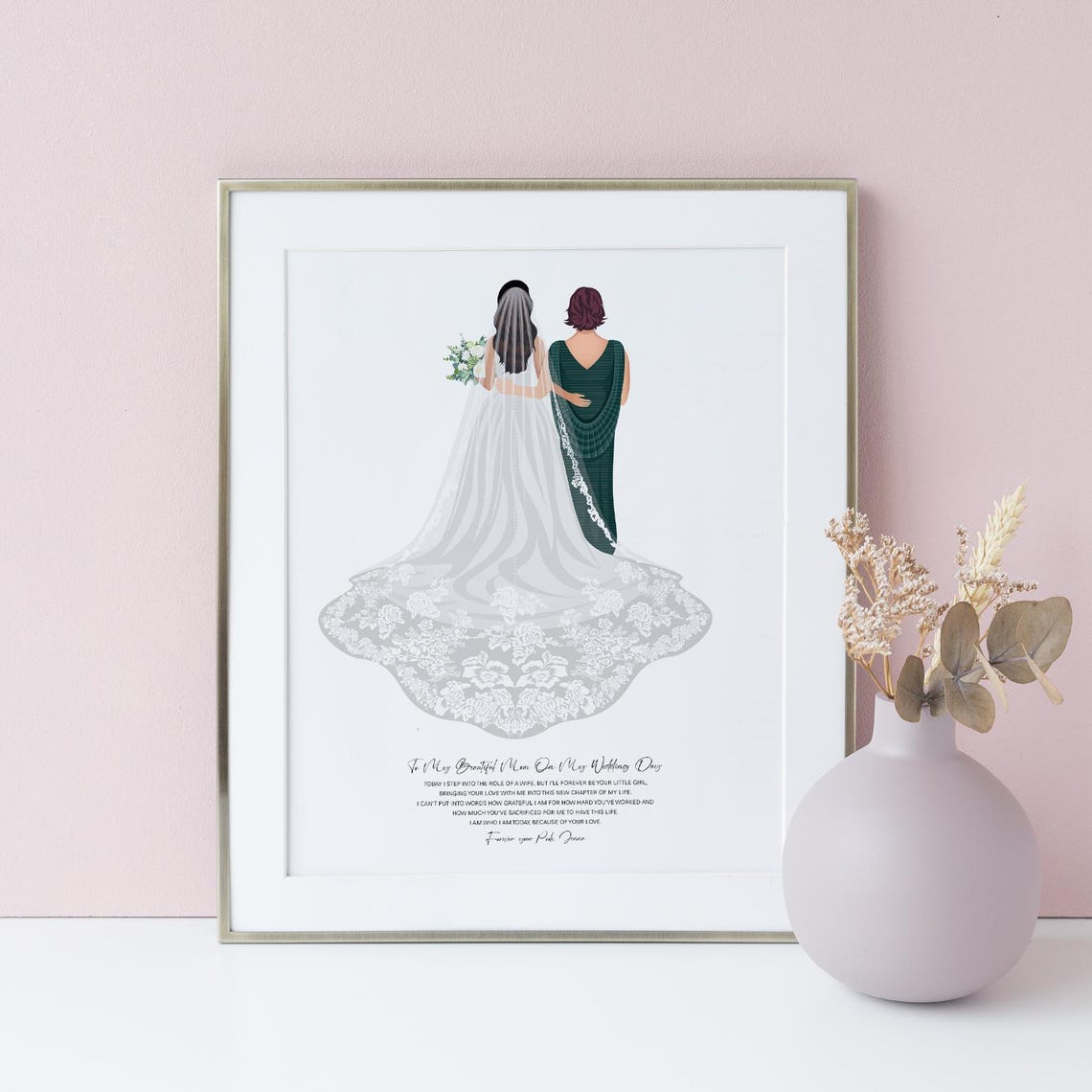 Always Your Girl Bride With Mom Pink Gown Wedding Portrait Poster - Image 6