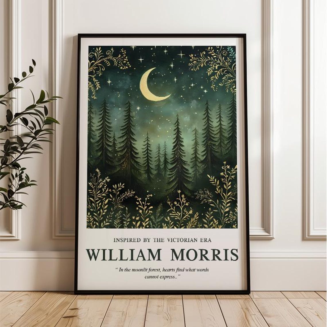 William Morris Forest Print Victorian Moonlit Mystical Nature Poster