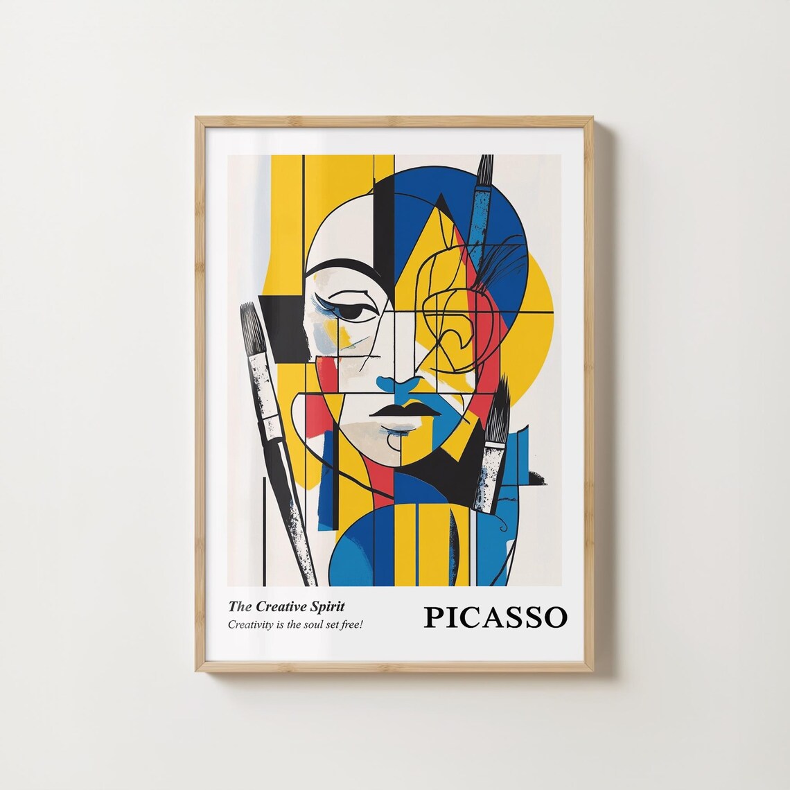 Pablo Picasso The Creative Spirit Cubist Portrait Paintbrush Art Poster - Image 3
