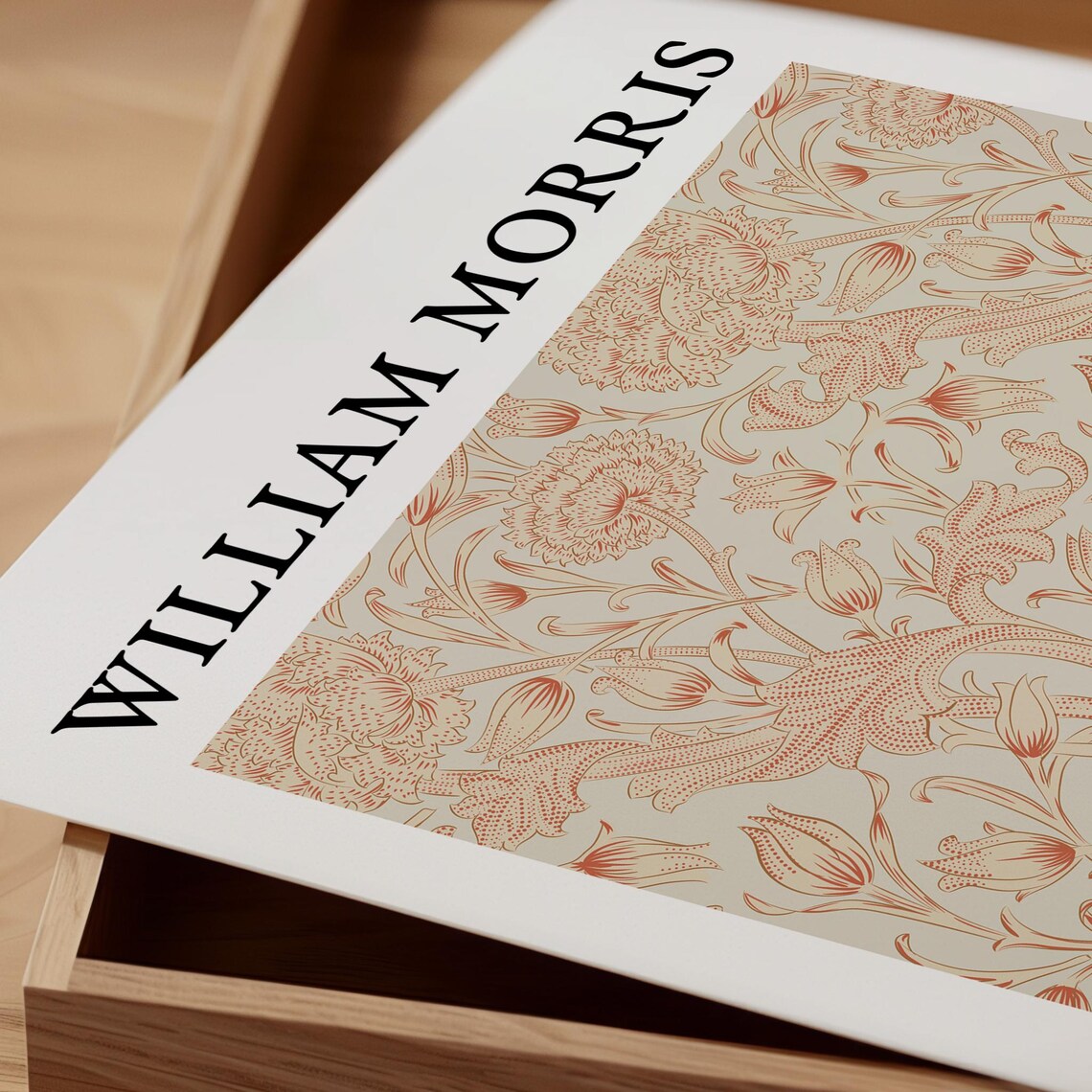 William Morris Textiles Art Exhibition Terracotta Floral Print - Image 2