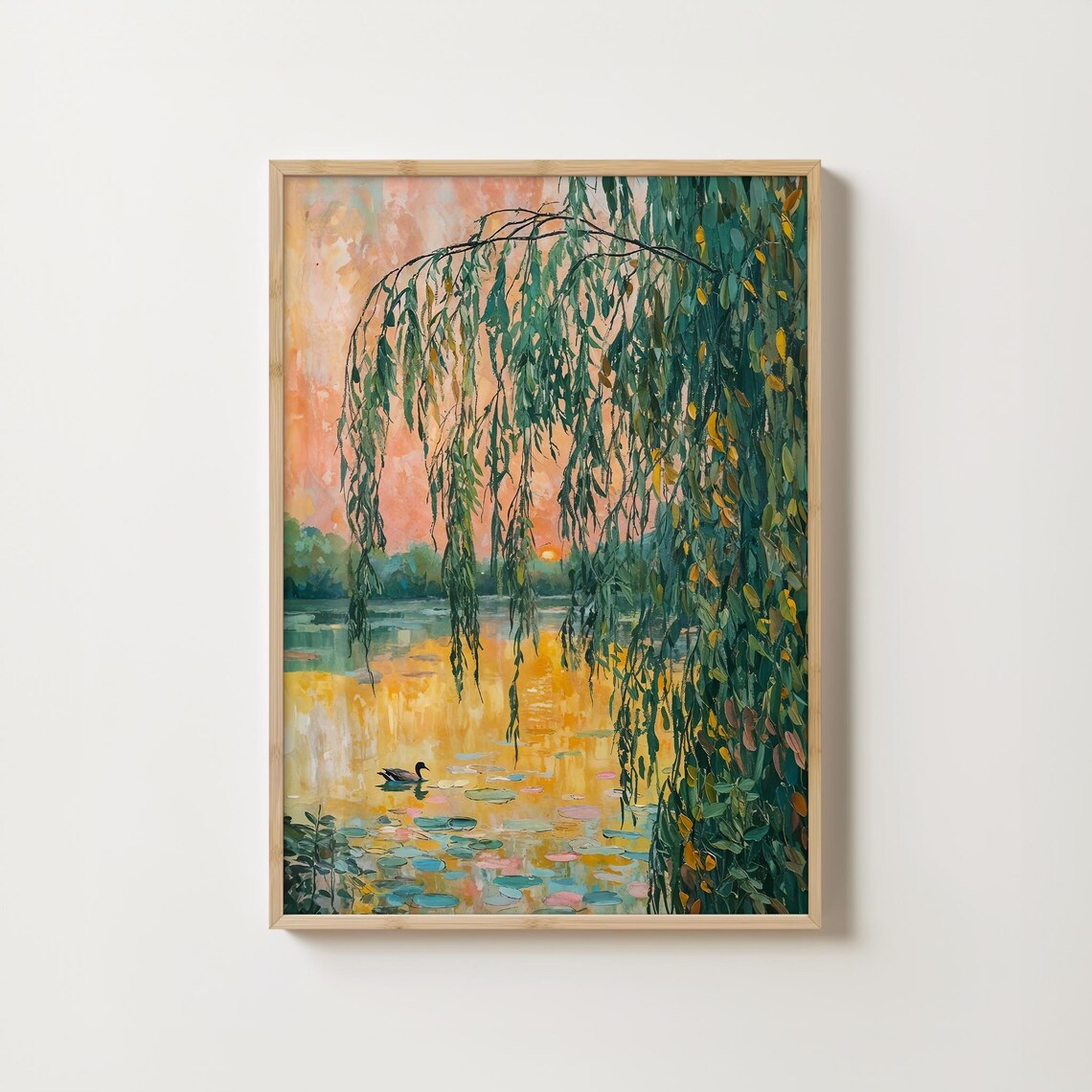 Claude Monet Sunset Lake Willow Tree and Water Lilies Poster - Image 2