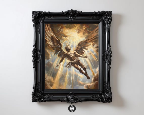 Icarus Oil-Painting-Style Print, Dark Academia Art