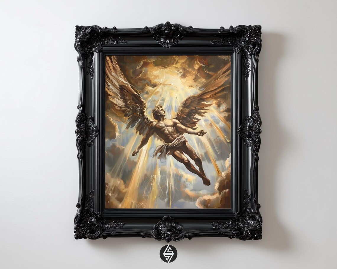 Icarus Oil-Painting-Style Print, Dark Academia Art