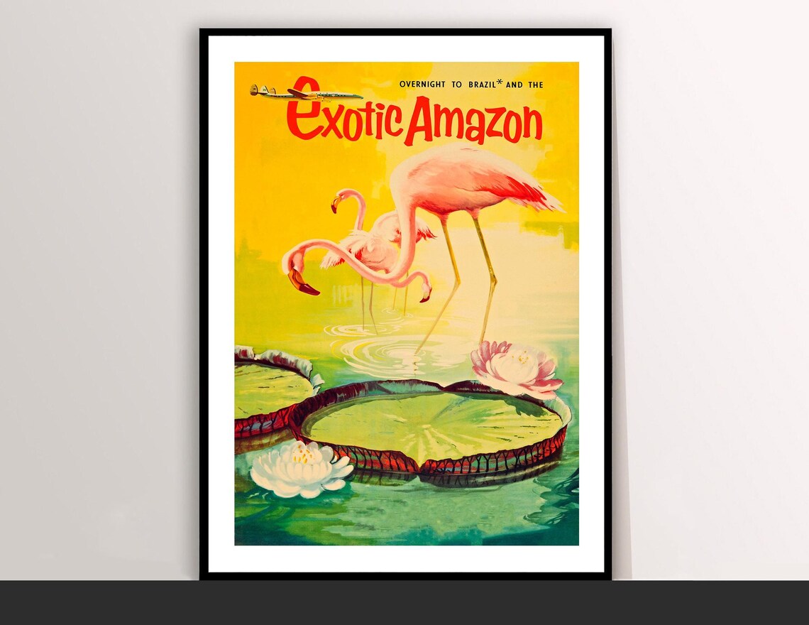 Exotic Amazon Brazil Vintage Travel Poster Art Deco Print Buy 2 Get 1 Free