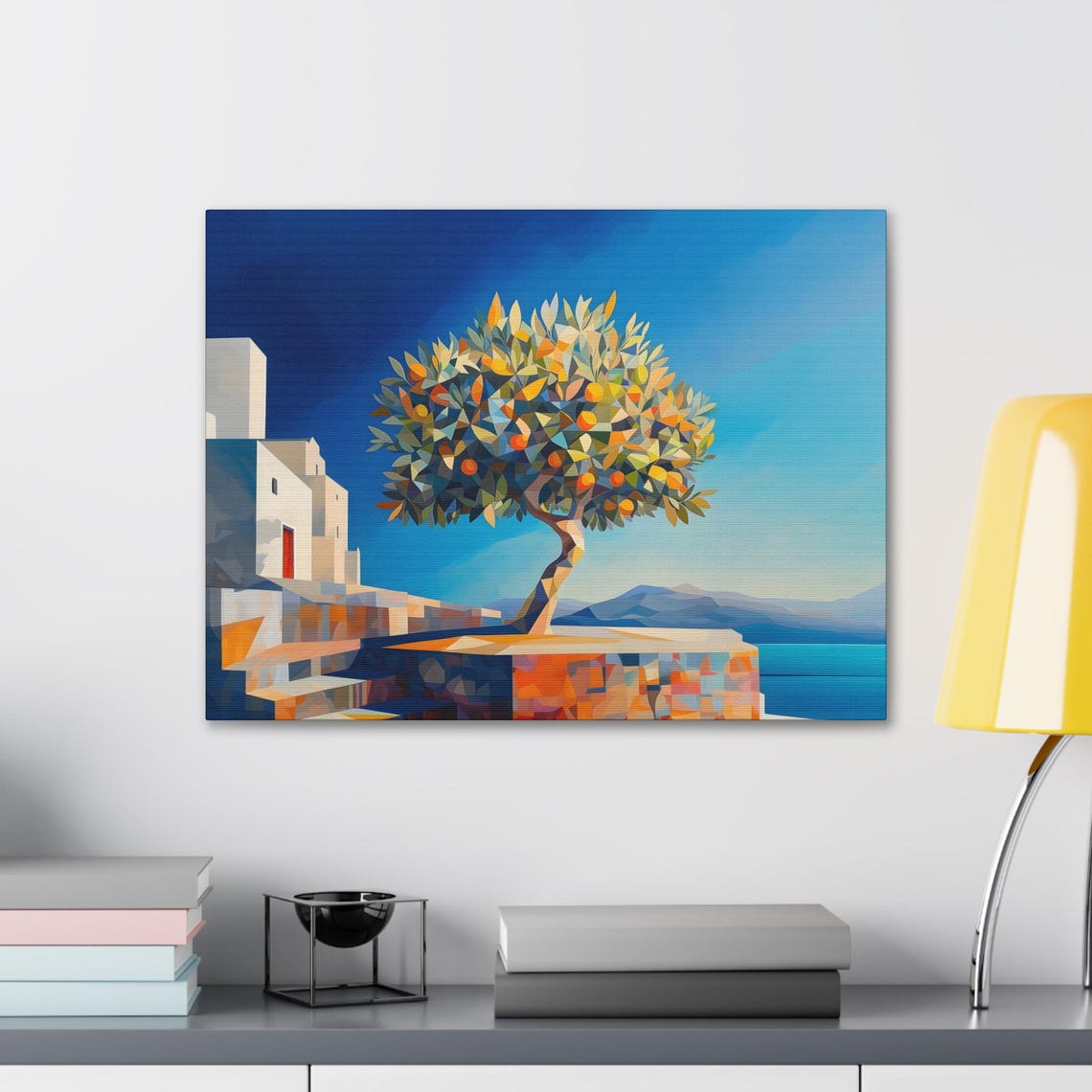 Olive Tree Abstract Blue Sky Print Evening Landscape Modern Painting Fantasy Nature Rustic Wall Print Airbnb Art Wall Decor - Image 2