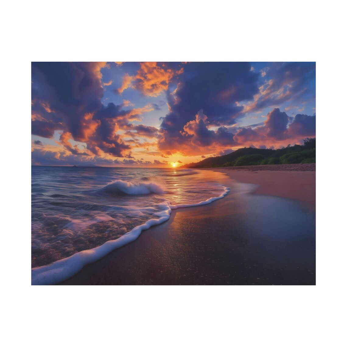 Beach Sunset Golden Hour Waves Ocean Shore Tropical Beach Photography Poster - Image 3