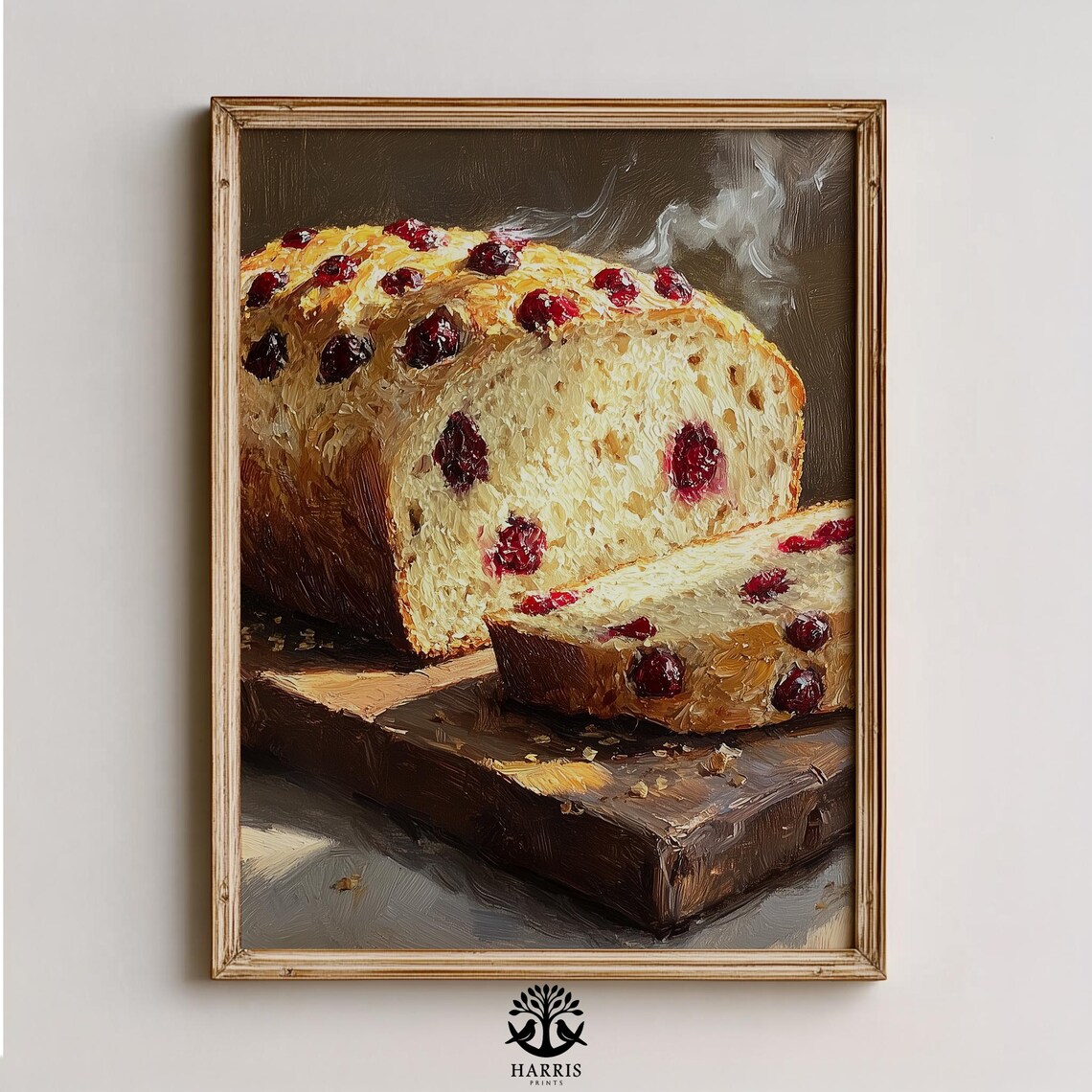 Rustic Cranberry Walnut Bread Vintage Art Print