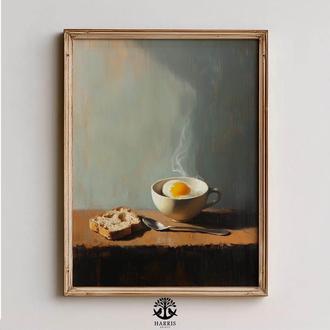 Moody Breakfast Still Life Steaming Egg Cup and Toast Art Print