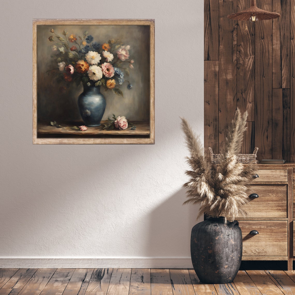Flower Painting Spring Farmhouse Decor Still Life Flower Decor Vintage Flower Print French Country Farmhouse Antique Oil Painting - Image 4