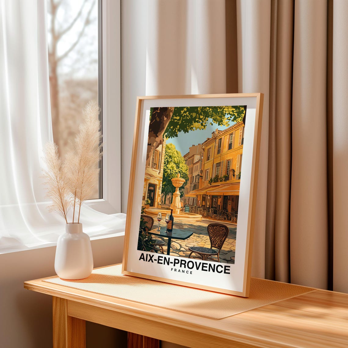 Aix En Provence Print Travel Poster French Art Historic City Scenic Views Vibrant Markets Cultural Heritage Lavender Fields France - Image 3