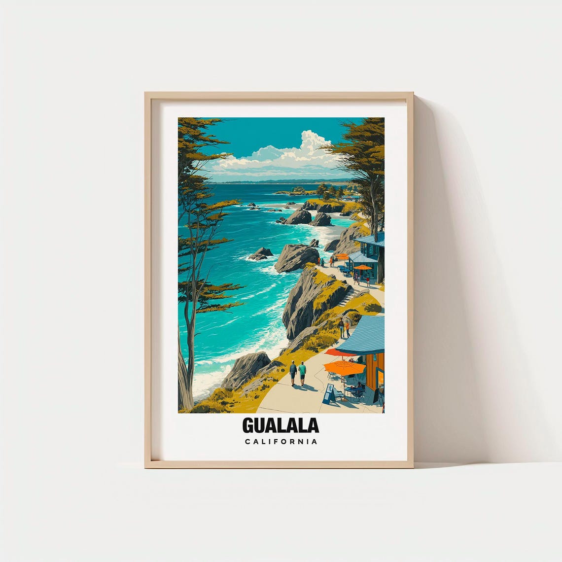 Gualala California Rugged Cliff Coast Cypress Path Travel Poster