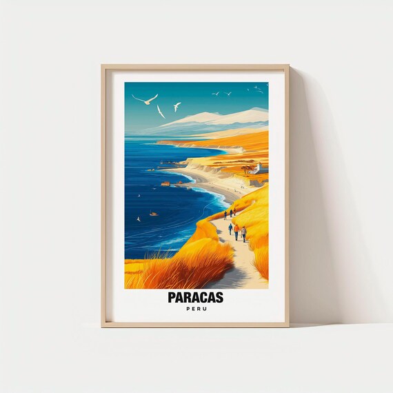 Paracas Print Peru Poster Views Art Coastal Charm Desert Scene Wildlife Beauty Local Heritage Travel
