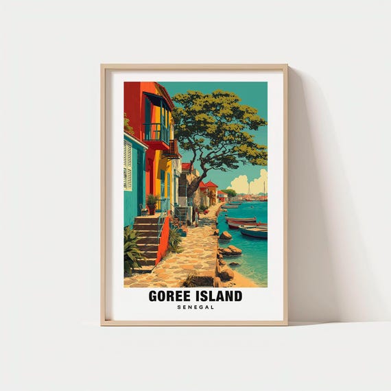 Gore Island Print Senegal Poster Travel Art Coastal Scene Historic Views Escape Scenic Landscape Heritage Charm West Africa
