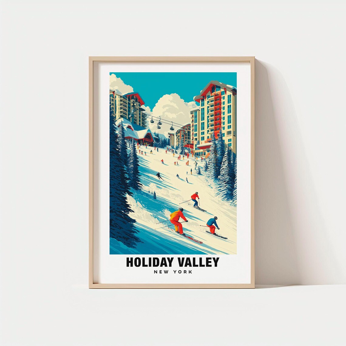 Holiday Valley New York Skiers Resort Slopes Winter Sports Poster