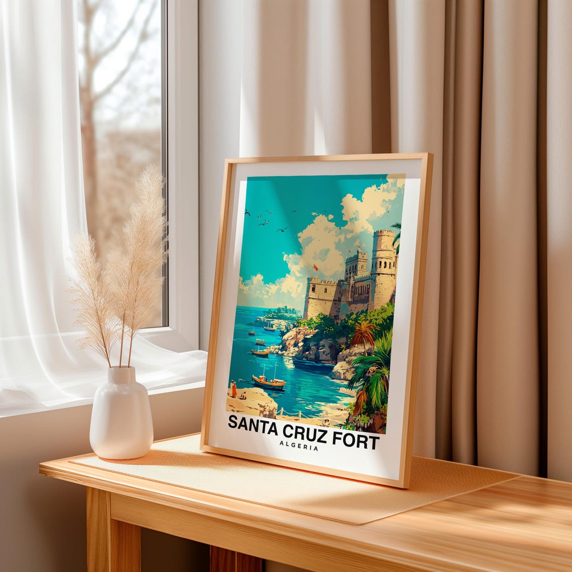 Santa Cruz Fort Print Travel Poster Algerian Art Historic Landmark Coastal Views Scenic Beauty Mediterranean Charm Cultural Heritage - Image 3