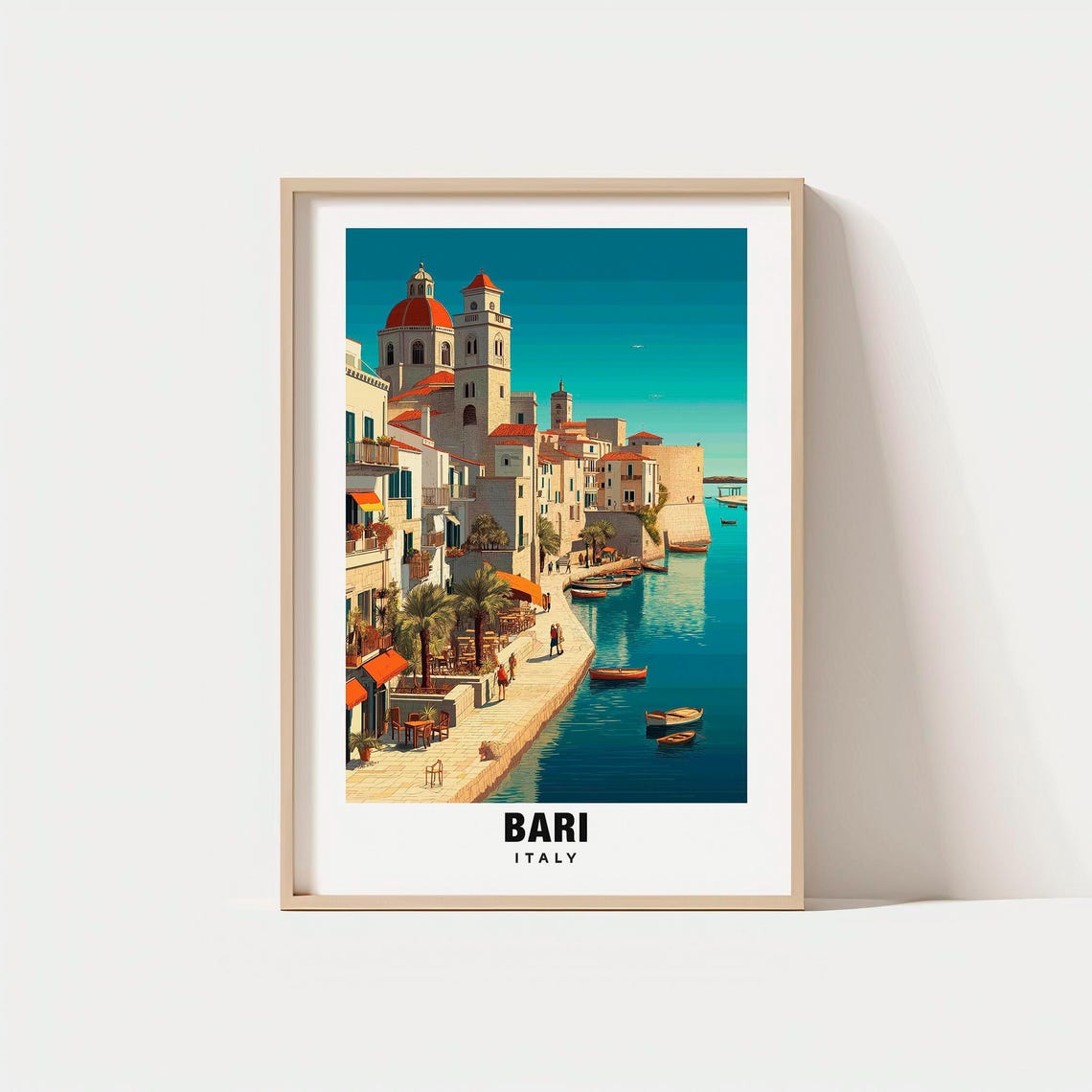 Bari Italy Adriatic Old Town Waterfront Promenade Travel Poster
