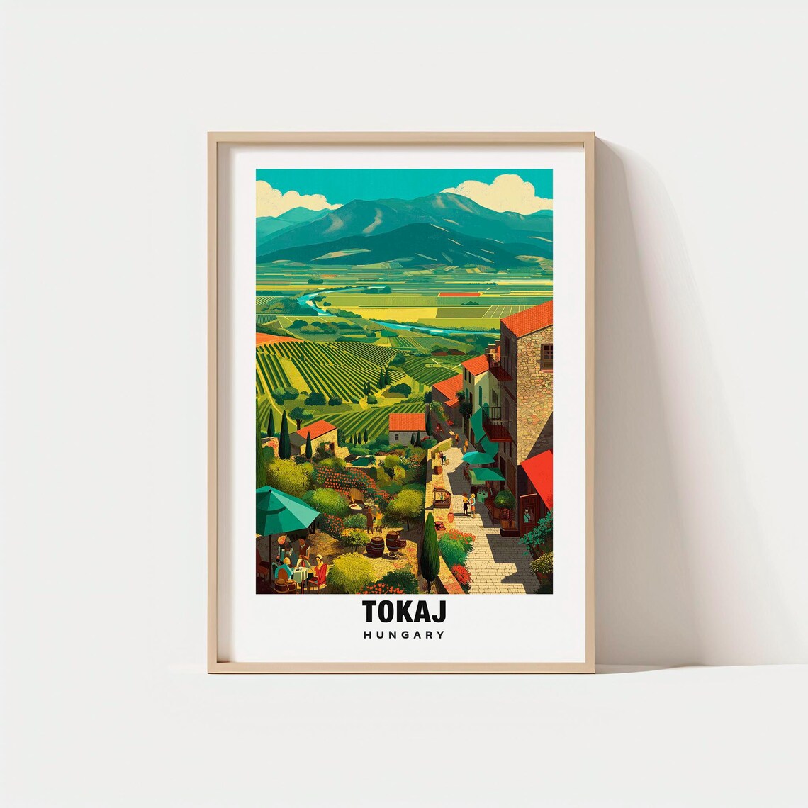 Tokaj Hungary Vineyard Terraces Wine Region Hillside Village Poster