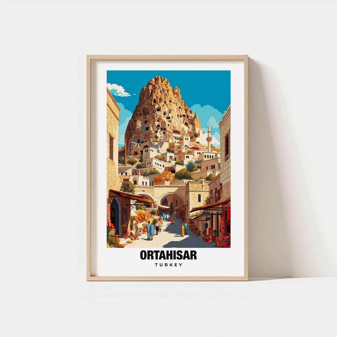 Ortahisar Turkey Cappadocia Rock Castle Village Travel Poster