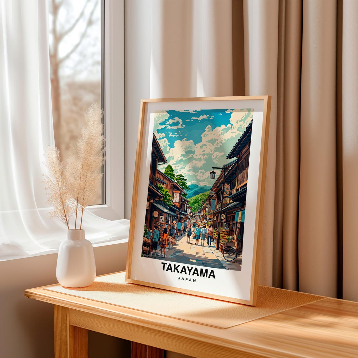 Takayama Print Travel Poster Japanese Art Historic City Scenic Views Traditional Houses Vibrant Culture Mountain Charm Japan Print - Image 3