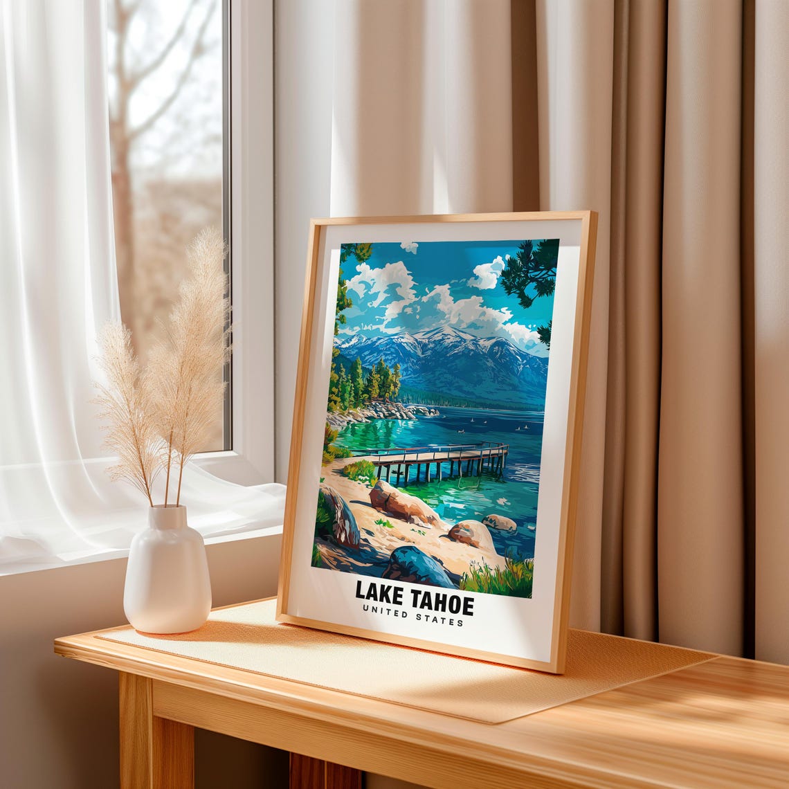 Lake Tahoe Print California Poster Lake Tahoe Views Tahoe Art California Charm Tahoe Beauty Lake Heritage Mountain Lake Tahoe Art - Image 3