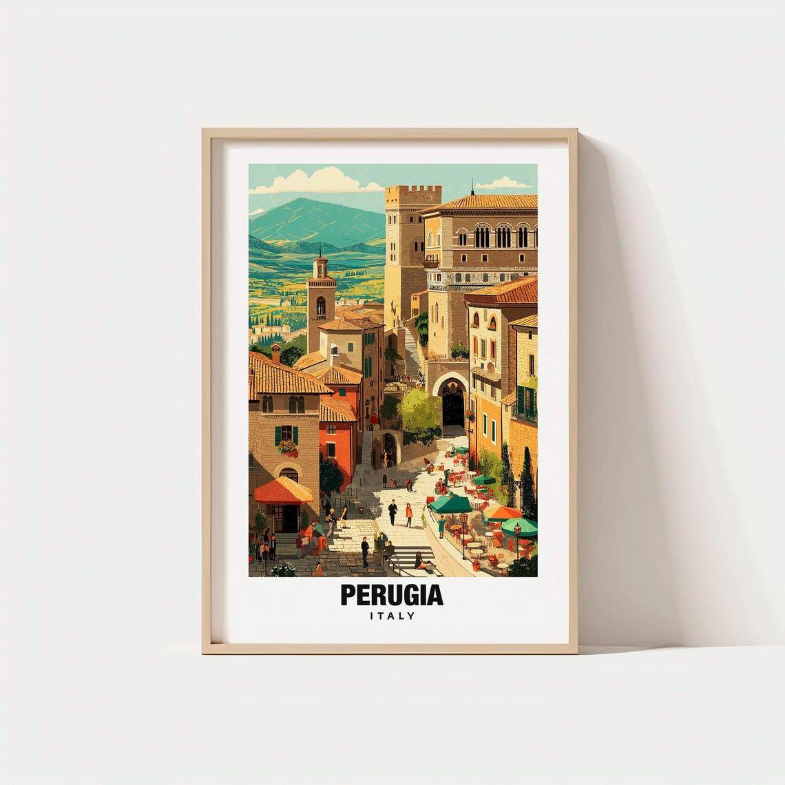 Perugia Italy Hilltop Medieval Town Square with Umbrian Views Poster