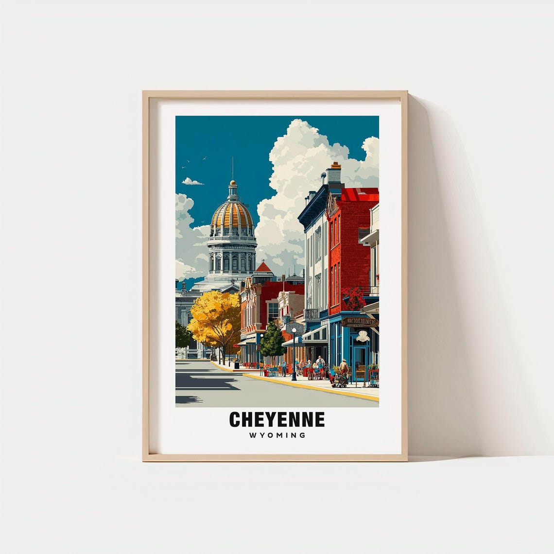 Cheyenne Print Usa Poster Travel Art Urban Scene Historic Views City Escape Scenic Landscape Western Charm Wyoming