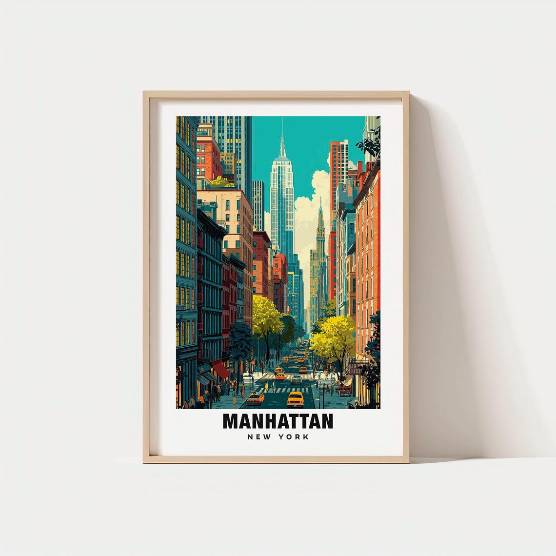 Manhattan New York Empire State Building City Street Scene Poster