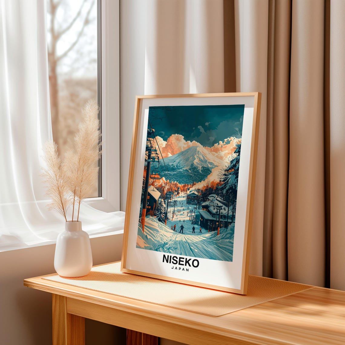 Niseko Print Travel Poster Japanese Art Ski Resort Scenic Mountains Snowy Landscape Winter Sports Vibrant Culture Hokkaido Charm - Image 3