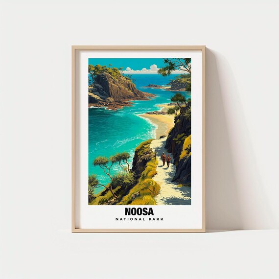 Noosa National Park Australia Coastal Cliff Walk Travel Poster