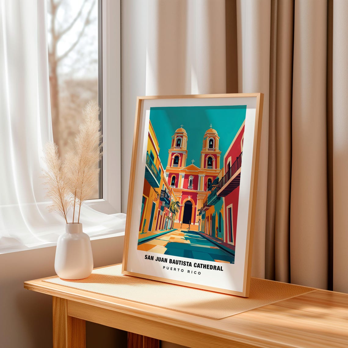 San Juan Bautista Print Puerto Rico Poster San Juan Bautista Views Cathedral Art Puerto Rico Charm San Juan Beauty Historic Landmark - Image 3