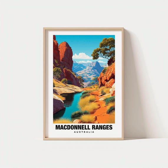 Macdonnell Ranges Travel Print Wall Art Alice Springs Australia City Gift Poster