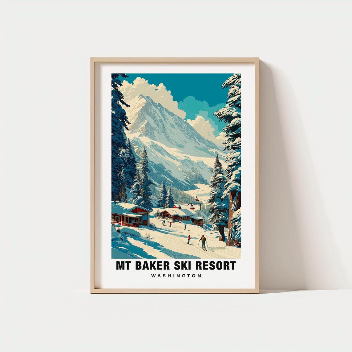 Mt Baker Ski Resort Washington Snowy Winter Mountain Retro Poster