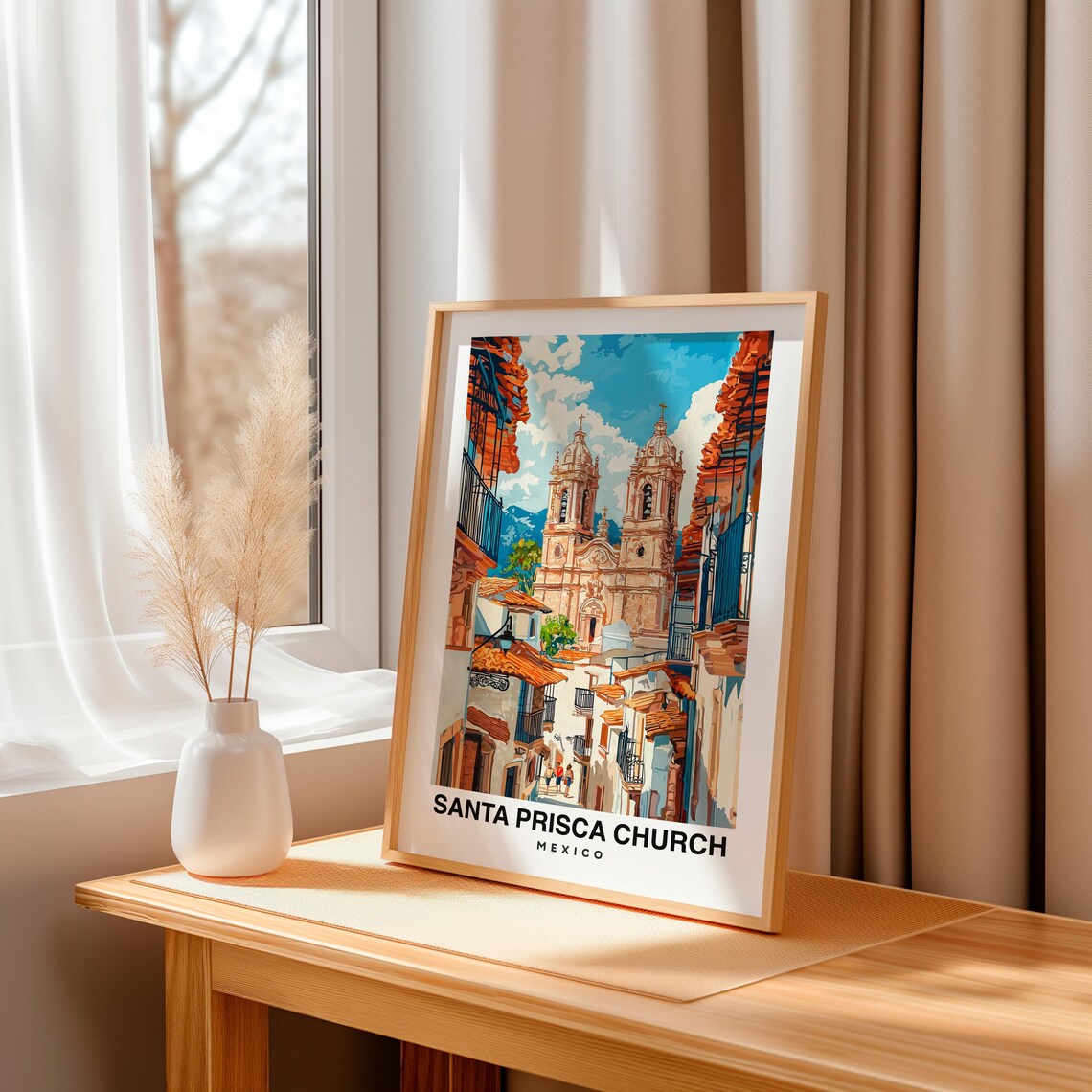 Santa Prisca Church Twin Towers Over Taxco Mexico Travel Poster - Image 3