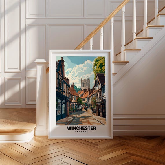 Winchester Print England Poster Winchester Views Winchester Cathedral Winchester City England Charm Winchester Beauty Winchester