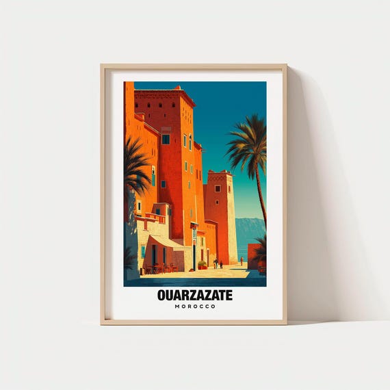 Ouarzazate Print Poster Views Art Desert Charm Kasbah Scene Atlas Peaks Morocco Travel