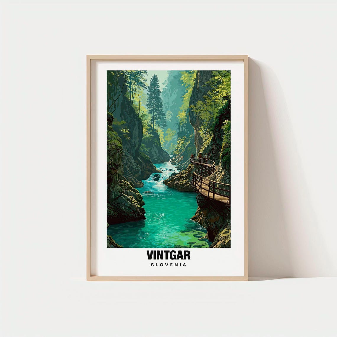 Vintgar Slovenia Emerald Gorge Boardwalk River Falls Forest Poster