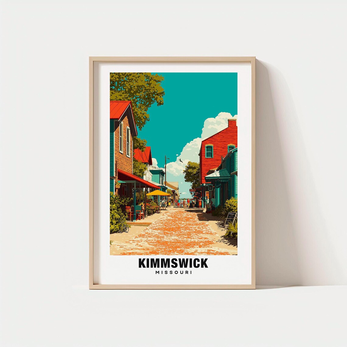Kimmswick Missouri Vintage Cobblestone Street Shop Travel Poster