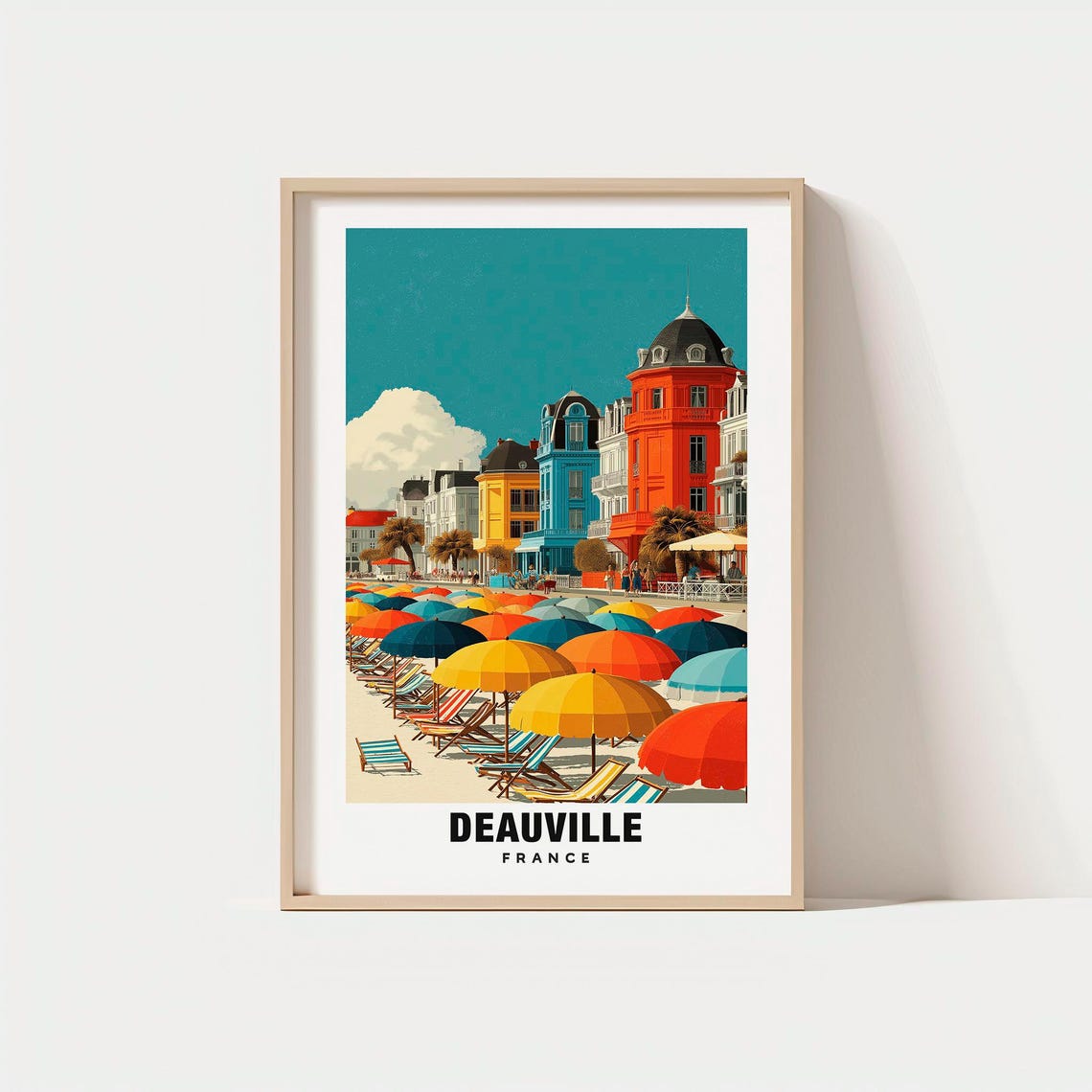 Deauville France Beach Umbrellas Boardwalk Seaside Resort Poster