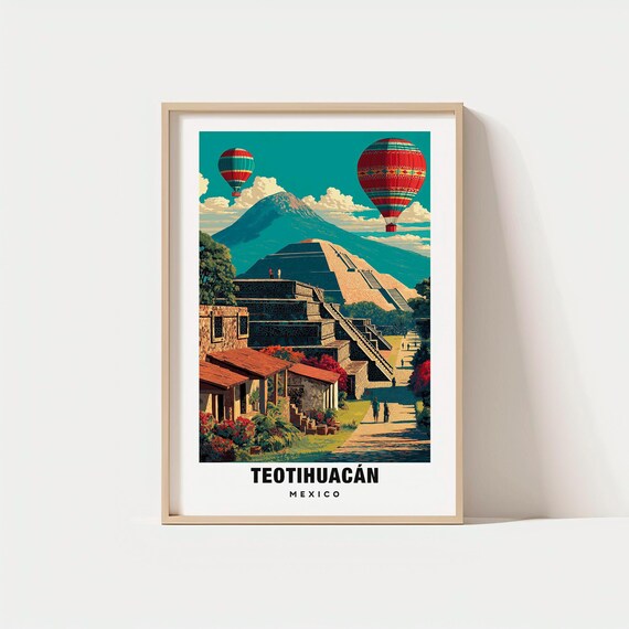 Teotihuacn Print Mexico Poster Travel Art Pyramid Scene Historic Views Cultural Escape Scenic Landscapeancient Charmcentral