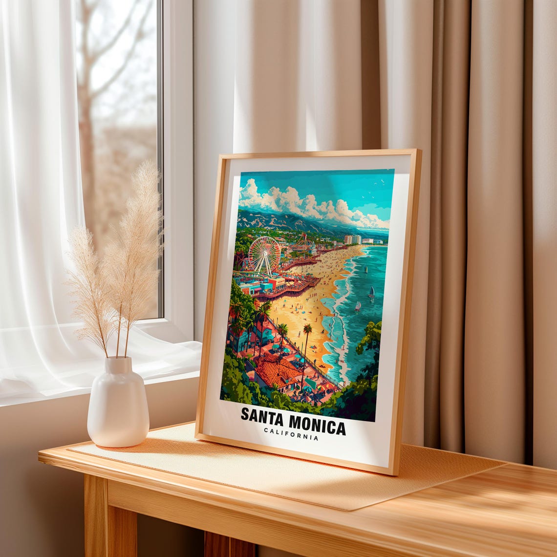 Santa Monica Print California Poster Santa Monica Views Santa Monica Landmarks Santa Monica City California Charm Santa Monica Beauty - Image 3