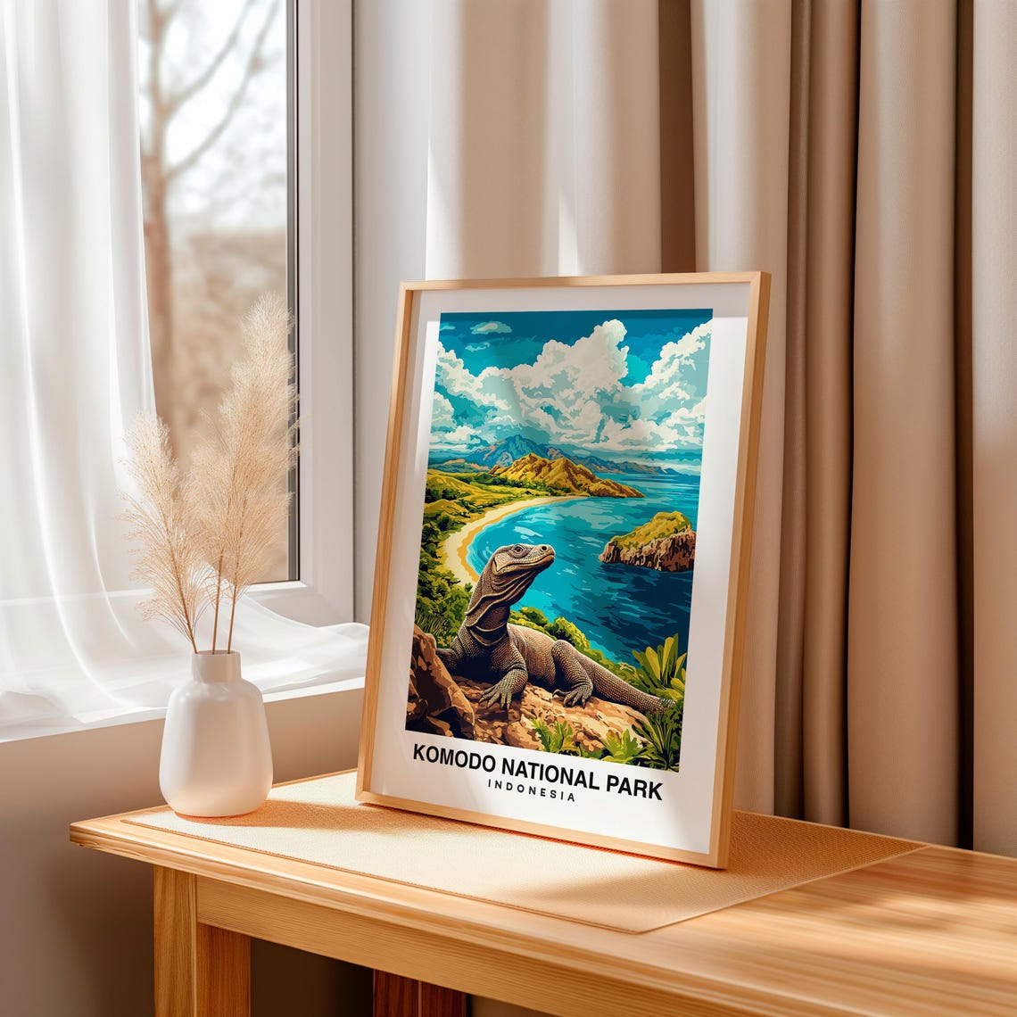 Komodo National Park Travel Poster Indonesia Travel Print Wall Art Indonesia Print Indonesia Travel Indonesia Park - Image 3