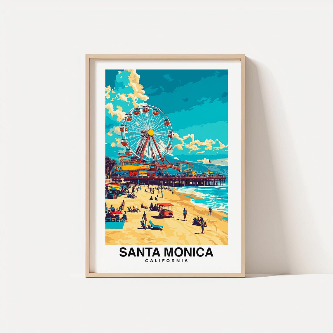 Santa Monica Travel Print Wall Art Santa Monica California City Print Santa Monica Travel Gift Santa Monica City Poster Travel Gift