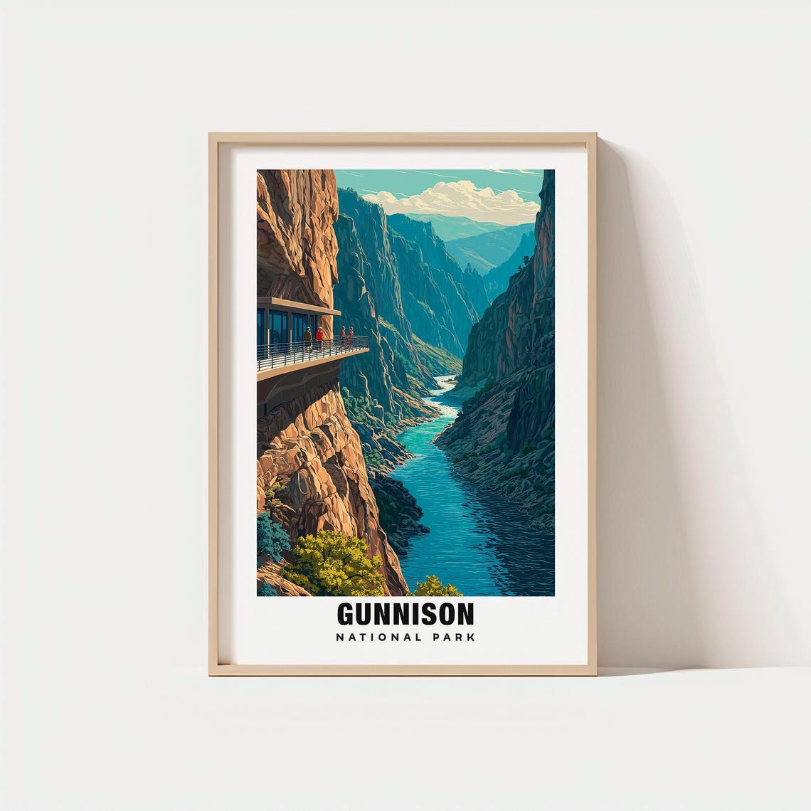 Gunnison National Park Vintage Travel Poster Canyon River Scene