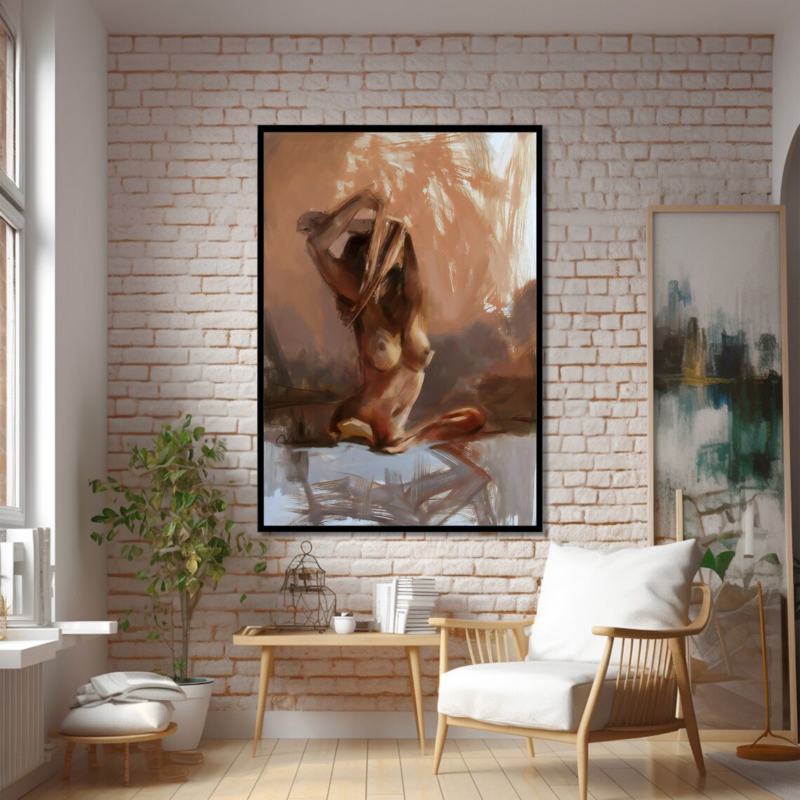 Passionate Embrace Of Lovers, Sensual Wall Art Print - Image 3