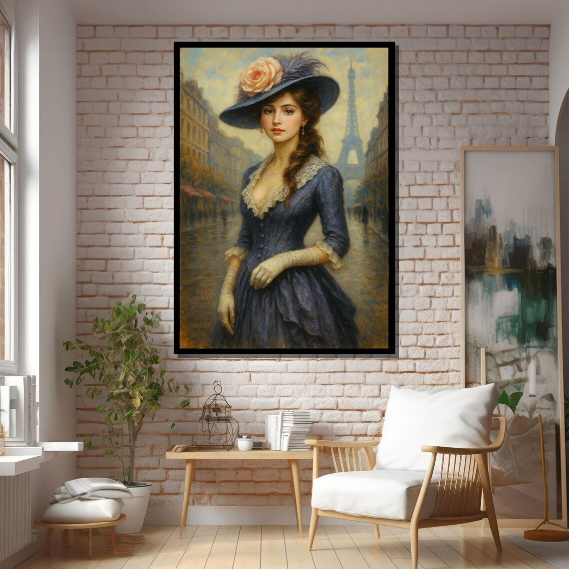 Parisian Lady With Rose Hat Art Print - Image 5