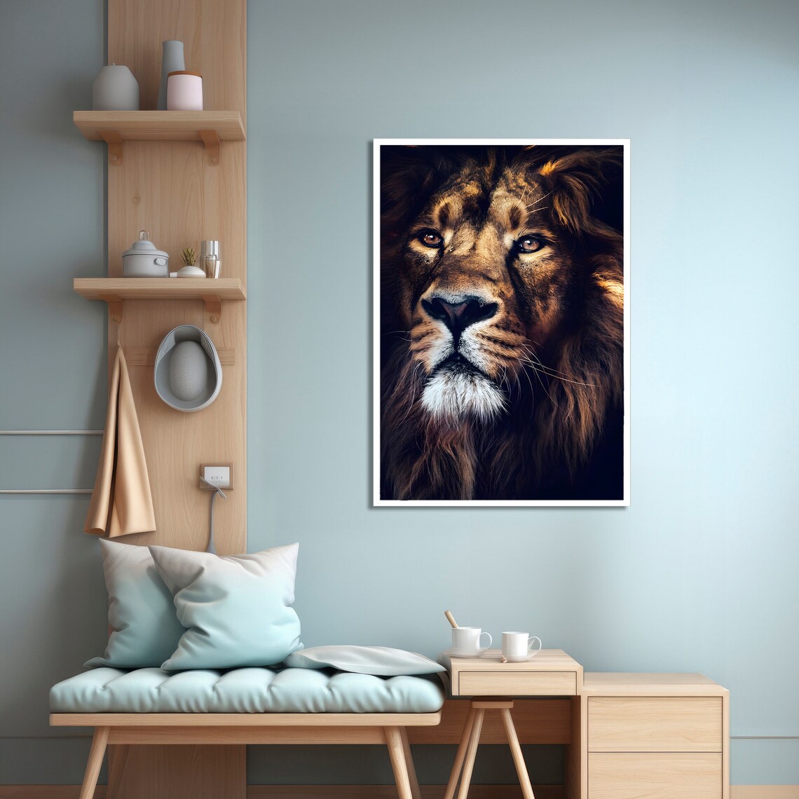 Majestic Lion Portrait, Realistic Wildlife Art Print - Image 4