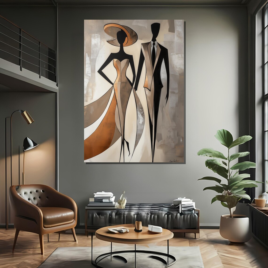 Elegant Couple Abstract Style Modern Fashion Art Print - Image 2