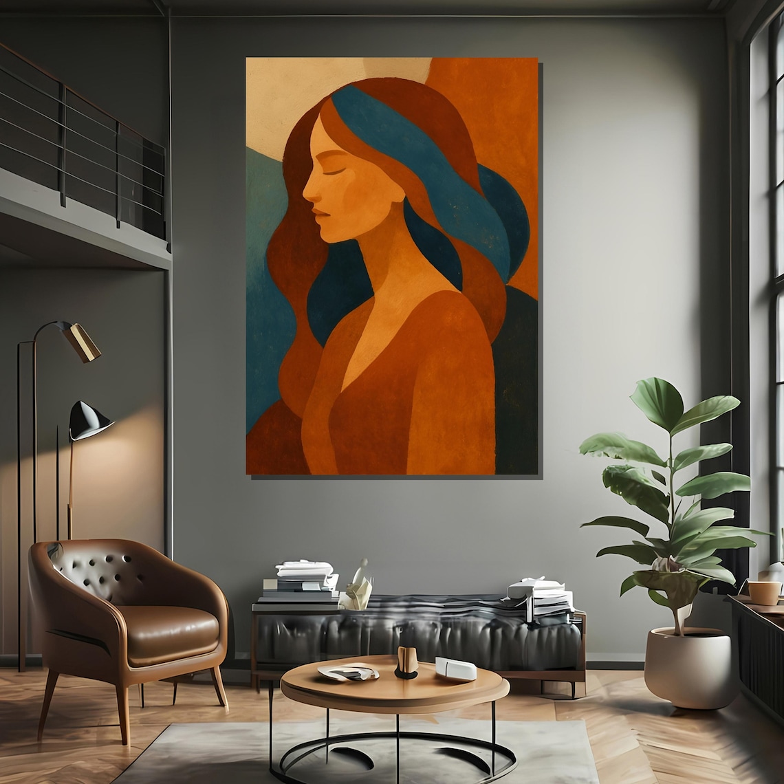 Minimalist Woman Portrait, Modern Boho Art Print - Image 2
