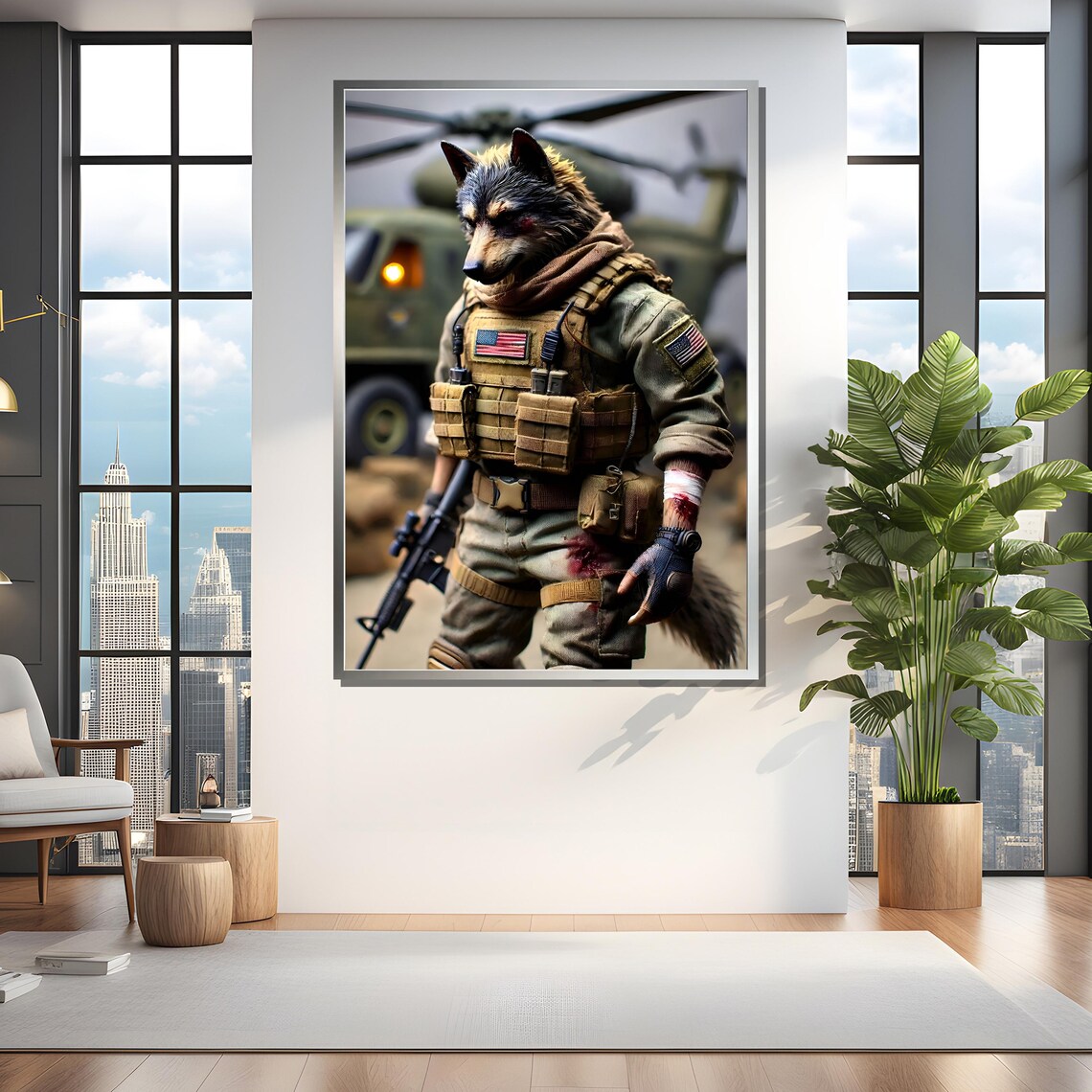 Military Wolf Warrior Tactical Animal Art Print - Image 3