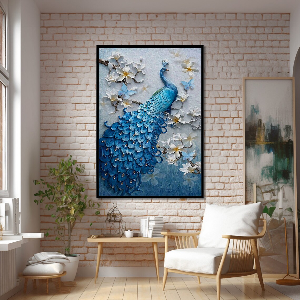 Elegant Peacock Art Print, Graceful Animal Painting - Image 2